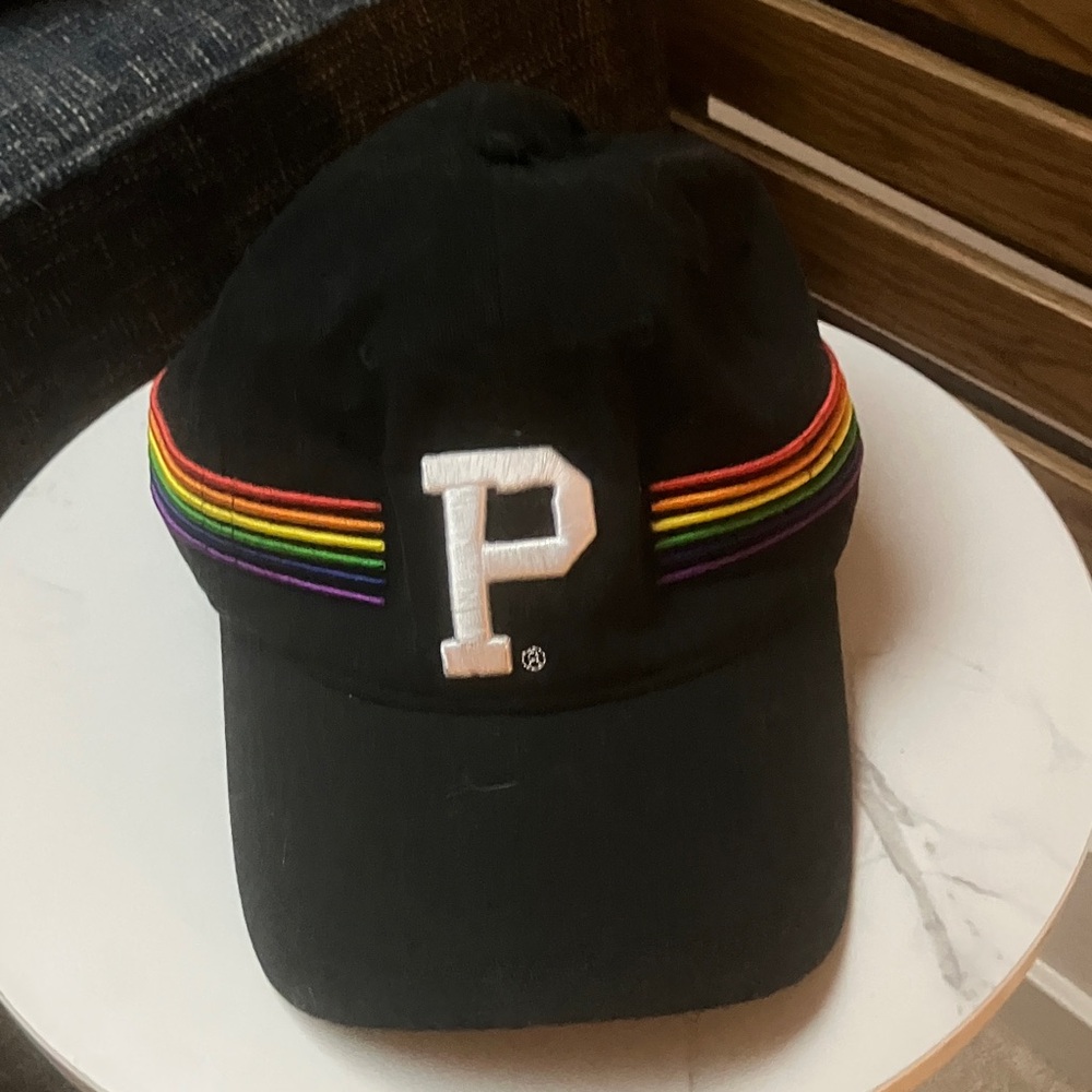 Black Cap with Rainbow Stripes